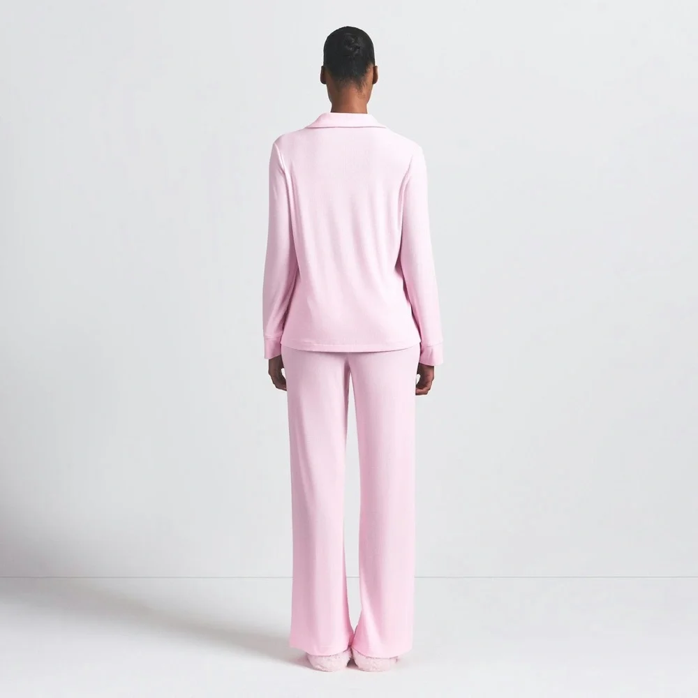 Skims LONG SLEEVE BUTTON UP SET Bloom - Picture 2 of 2